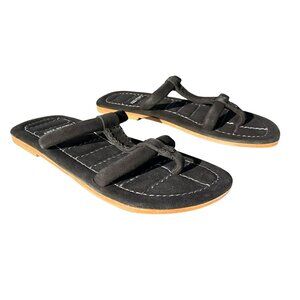 Free People Haddon Black Suede Sandals Size 7.5  Casual Slip-On Comfort Boho